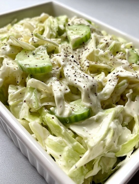 Creamy Peppery Coleslaw with Cucumbers and Celery