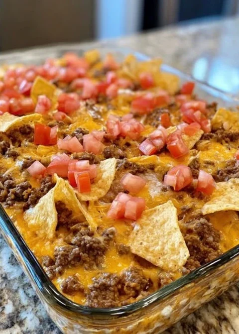 Easy Loaded Taco Beef Casserole Recipe Best Cheese For Taco Beef Casserole Keto Loaded Taco Casserole Ideas Gluten-free Be...