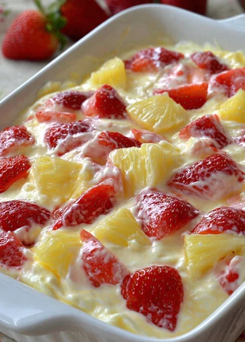 Grandma's Chilled Fruit Dessert Recipe Easy Chilled Fruit Delight Recipe Homemade Chilled Fruit Delight Low Calorie Chille...