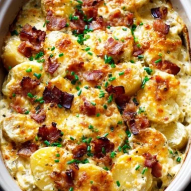 Slow Cooker Cheesy Scalloped Potatoes Bacon