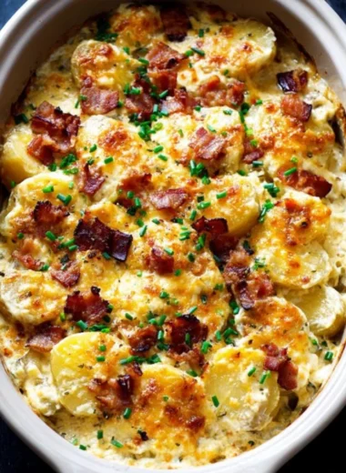 Slow Cooker Cheesy Scalloped Potatoes Bacon