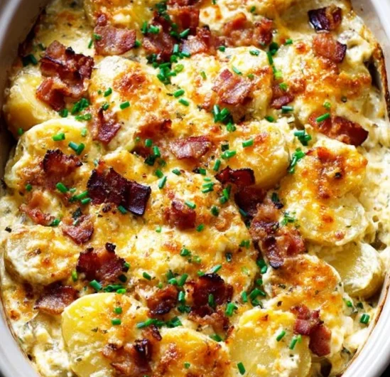 Slow Cooker Cheesy Scalloped Potatoes Bacon