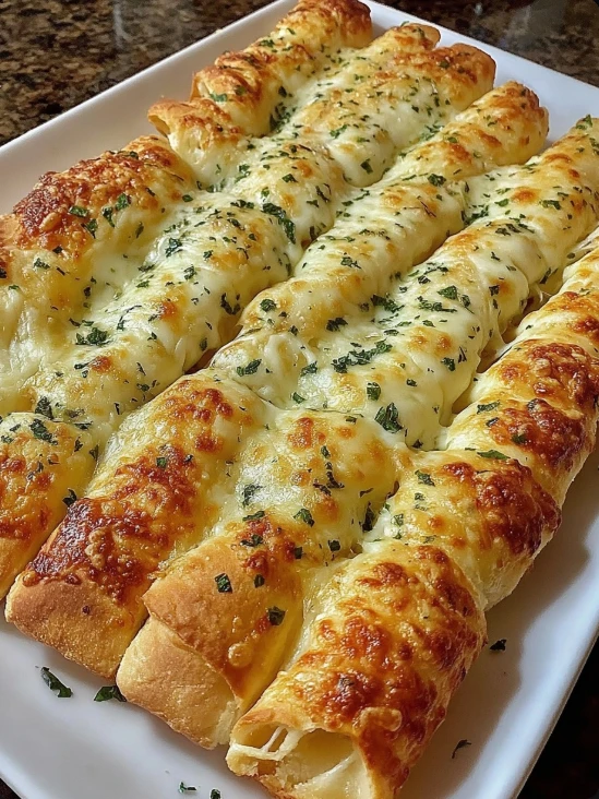 Warm Sunday Breakfast Cheesy Garlic Breadsticks