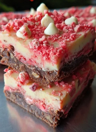White Chocolate Strawberry Crunch Brownies
