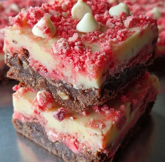 White Chocolate Strawberry Crunch Brownies