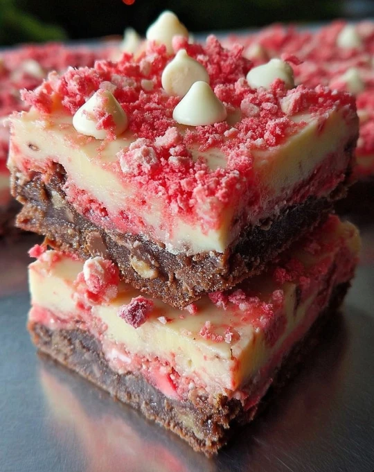 White Chocolate Strawberry Crunch Brownies