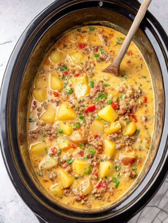 Creamy Potato Bacon Soup made in a slow cooker