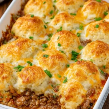 3ingredient Cheesy Beef Biscuit Bake
