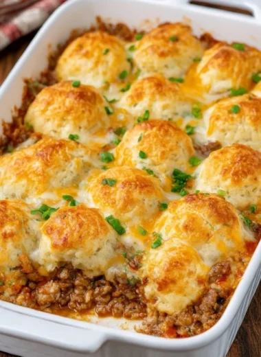 3ingredient Cheesy Beef Biscuit Bake