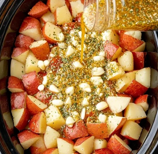 3ingredient Slow Cooker Italian Herb Potatoes