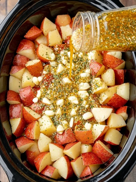 3-Ingredient Slow Cooker Italian Herb Potatoes