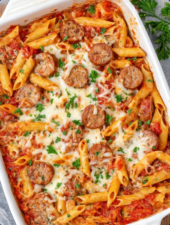 4-Ingredient Baked Sausage Penne