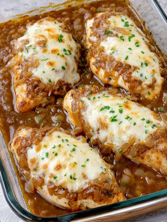 4-Ingredient Baked French Onion Chicken