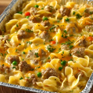 4ingredient Creamy Beef Noodle Bake Tin Foil Tray