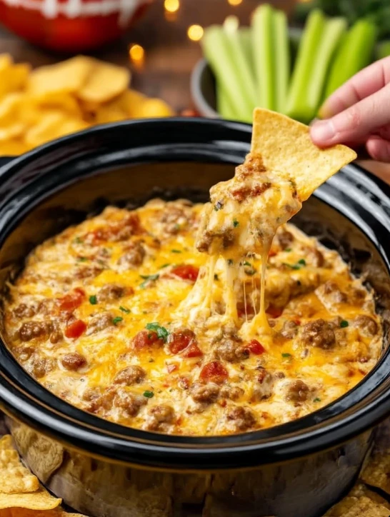 4-Ingredient Slow Cooker Sausage Cheese Dip