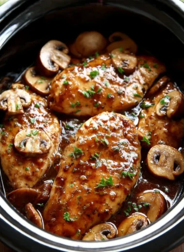 4ingredient Slow Cooker Chicken Marsala Mushrooms