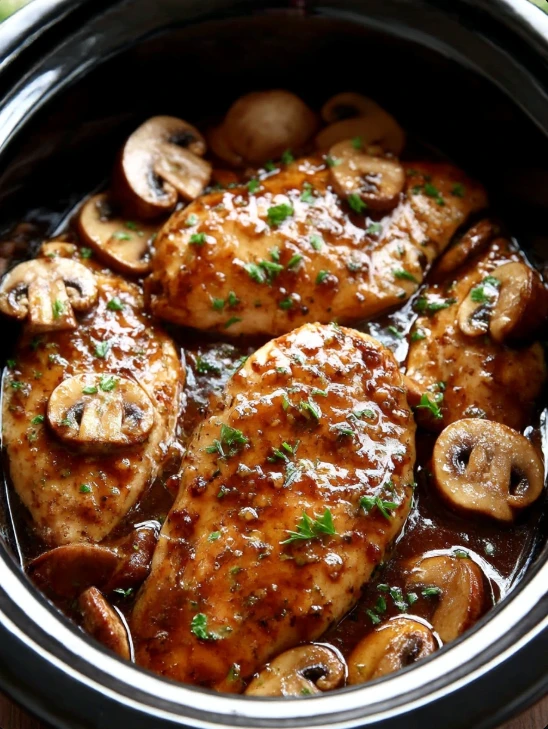 4-Ingredient Slow Cooker Chicken Marsala with Mushrooms