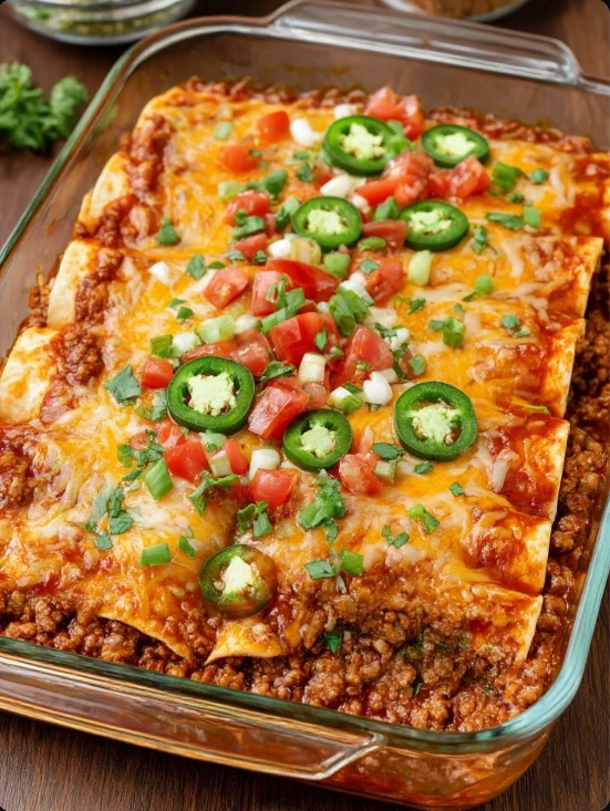 5-Ingredient Baked Beef Enchilada Casserole