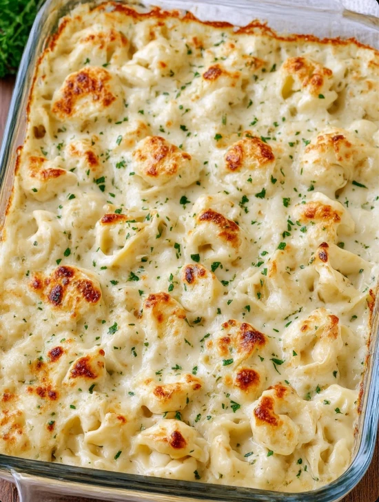 5-Ingredient Baked Tortellini Alfredo