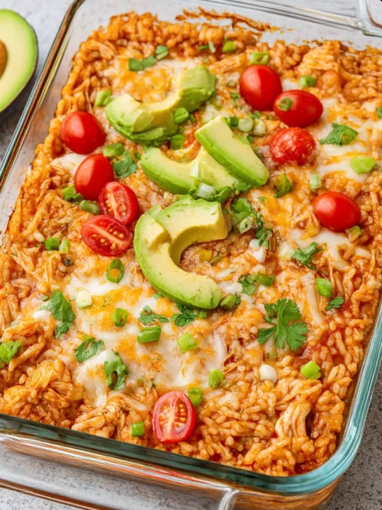 5-Ingredient Baked Chicken Enchilada Rice