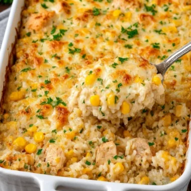 5ingredient Cheesy Chicken Rice Bake