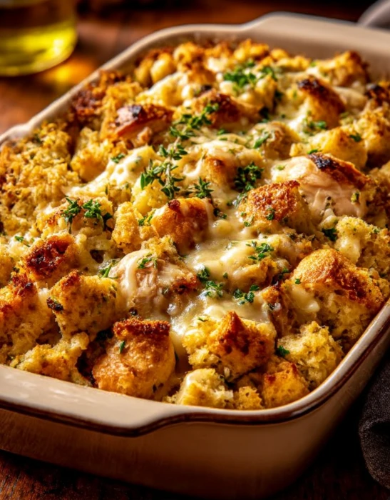 5-Ingredient Chicken and Stuffing Bake