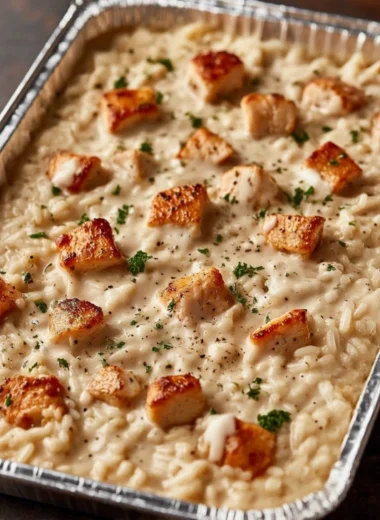 5ingredient Creamy Chicken Rice Casserole Foil Tray