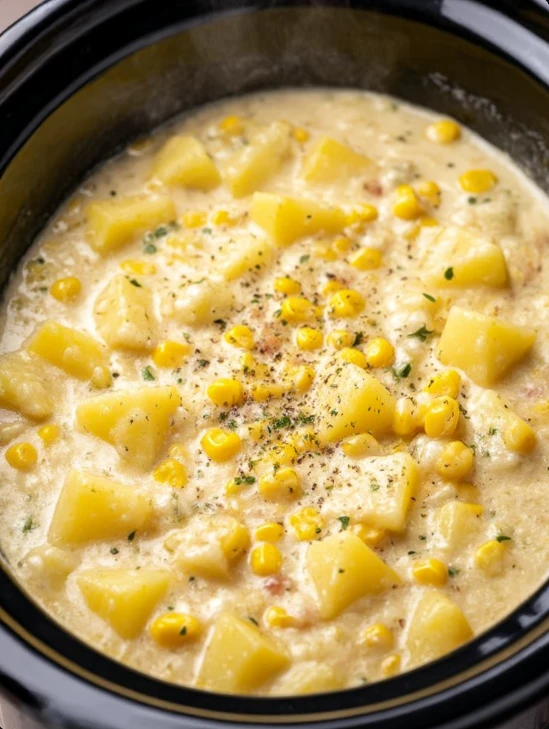 5-Ingredient Slow Cooker Corn and Potato Chowder