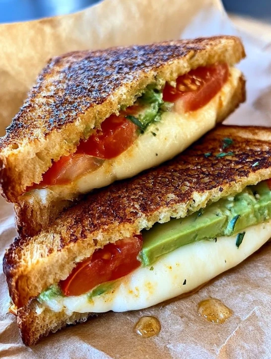 Avocado Mozzarella Tomato Grilled Cheese Sandwich