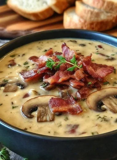Bacon Mushroom Swiss Cheeseburger Soup