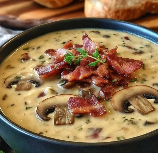Bacon Mushroom Swiss Cheeseburger Soup