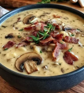 Bacon Mushroom Swiss Cheeseburger Soup
