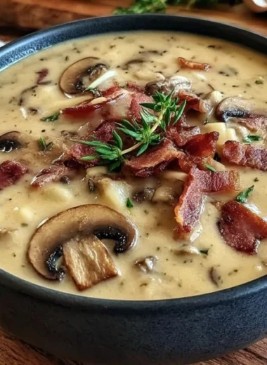 Bacon Mushroom Swiss Cheeseburger Soup
