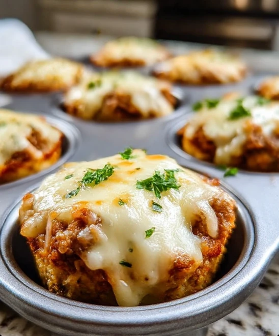 Cheesy Muffin Tin Meatloaf Bites