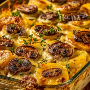 Cheesy Potato Mushroom Bake