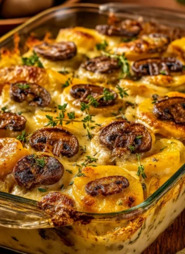 Cheesy Potato Mushroom Bake