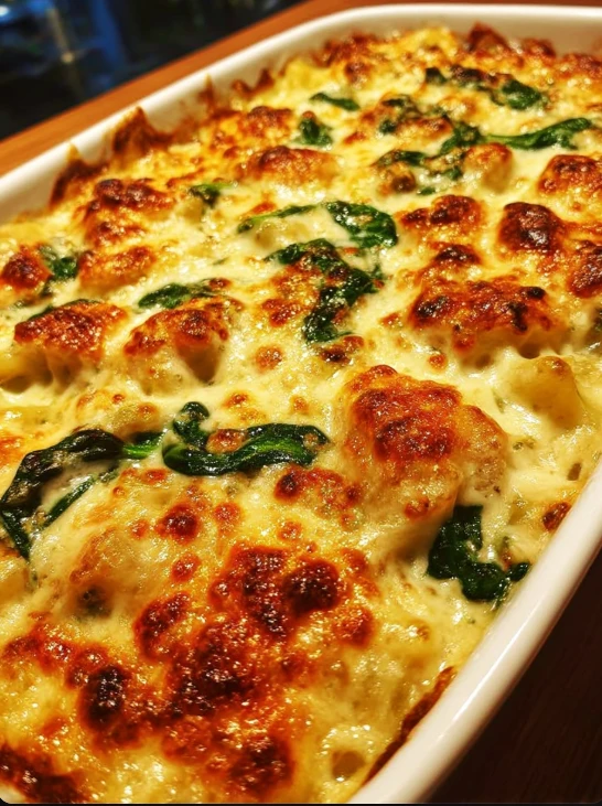Chicken and Spinach Alfredo Bake