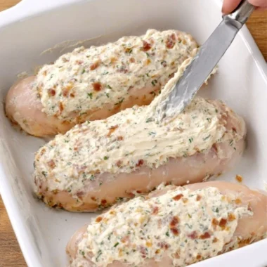 Creamy Ranch Bacon Cheddar Baked Chicken Breasts