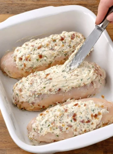 Creamy Ranch Bacon Cheddar Baked Chicken Breasts