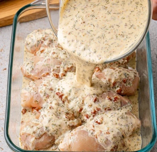 Creamy Sundried Tomato Pourover Baked Chicken Breasts