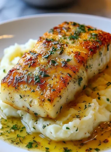 Golden Seared Cod Herb Butter Sauce