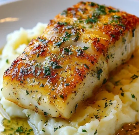 Golden Seared Cod Herb Butter Sauce