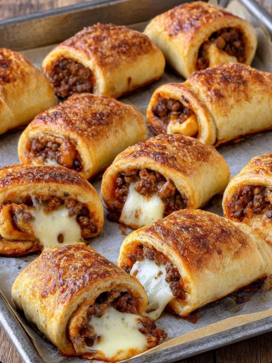 Oven Baked 5-Ingredient Beef Pizza Roll Ups