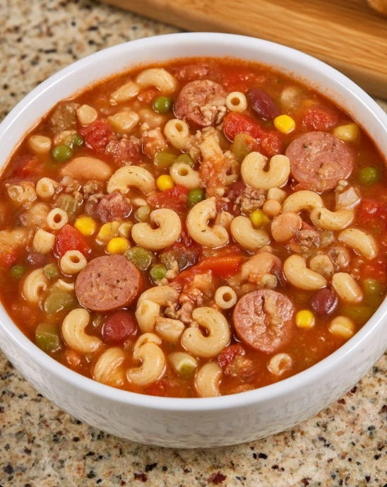 Simple Hoover Stew in a Soup Bowl