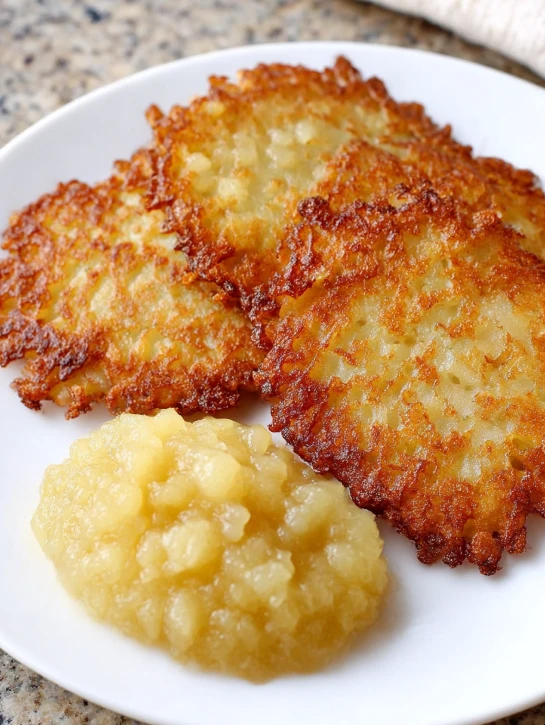 Simple Potato Pancakes with Applesauce