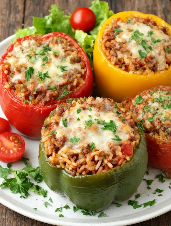 Simple Stuffed Bell Peppers with Rice