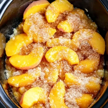 Slow Cooker 4ingredient Peach Dump Cake