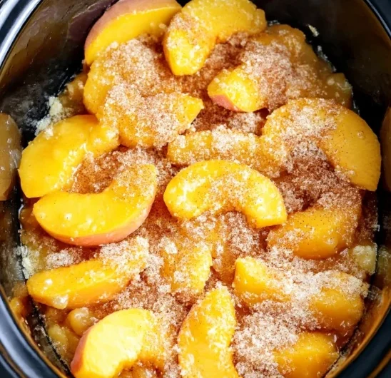 Slow Cooker 4ingredient Peach Dump Cake