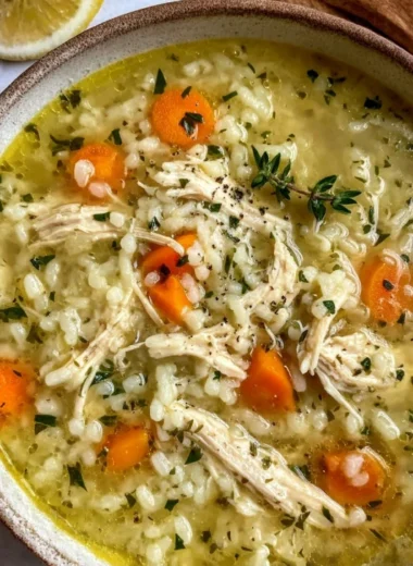 Slow Cooker Lemon Chicken Herb Rice Soup
