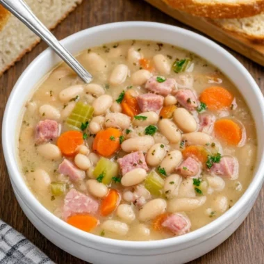 Slow Simmered Navy Bean Soup Bowl